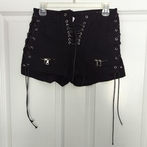 Black Lace-Up Women Shorts